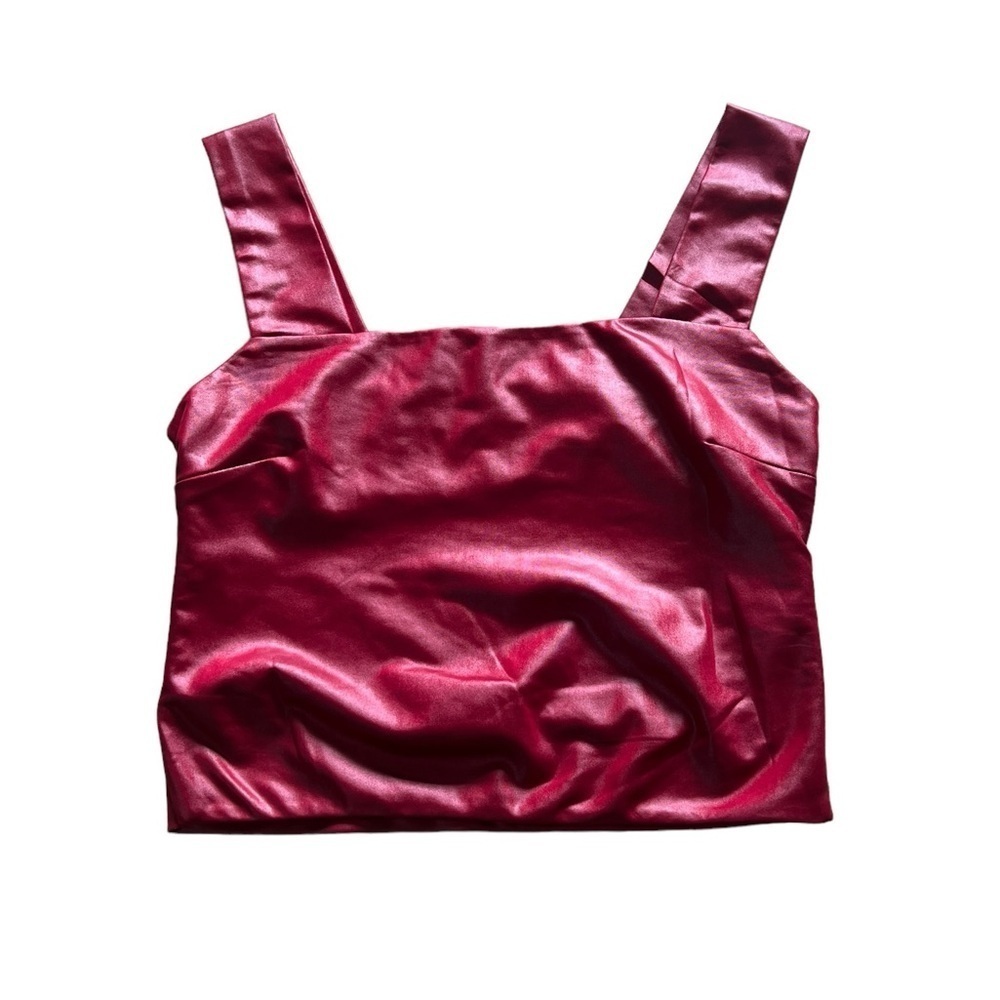 Illa Illa Metallic Red Open Back Crop Tank Top Small